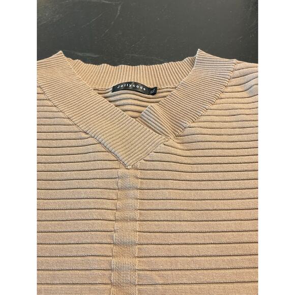 Jollycode XL Batwing Khaki V neck ribbed stretch sweater XL - Picture 8 of 11